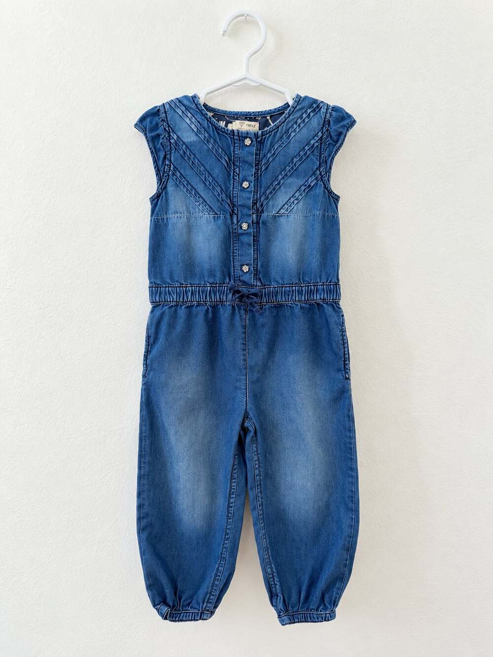 Next Denim Jumpsuit Size 2-3 Yrs 98cm Blue Cotton Sleeveless